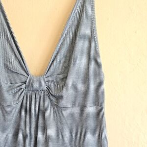 Jones New york Gray striped sleeveless Front Knot summer dress